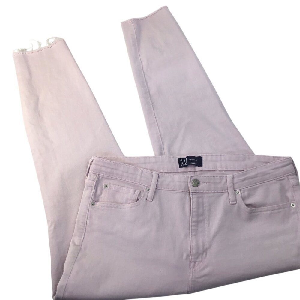 GAP Raw Hem Leggings Jeans Skimmer 32 Regular Lilac Purple Stretch High Rise